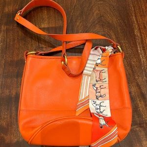 Jcrew orange leather bucket bag purse